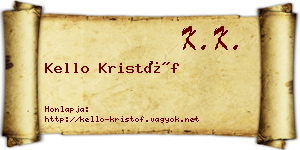 Kello Kristóf névjegykártya